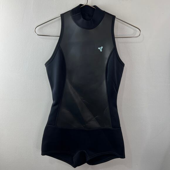 Xcel Black One-Piece Neoprene Mock Neck Full Zip Racerback SpringSuit Size 6 - Picture 8 of 10